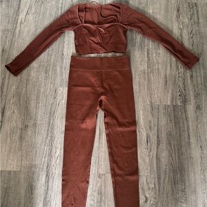 Brown Two-Piece Legging Set